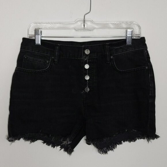All Saints Pants - All Saints Black Distressed Jean Denim Shorts